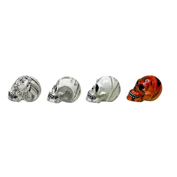 Lot of 4 Skull Head Keychain Rings – 3D Mini Human Skull Charms  Missing Eyelet - Picture 6 of 10